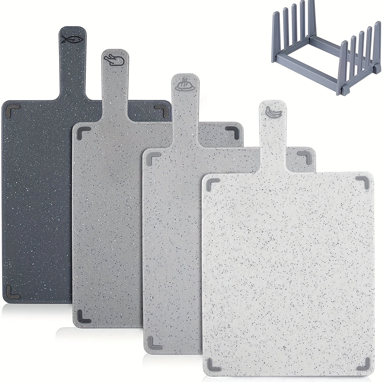 4-in-1 Heavy-Duty Kitchen Cutting Board Set With Removable Stand - Large Board With 4 Different Surfaces