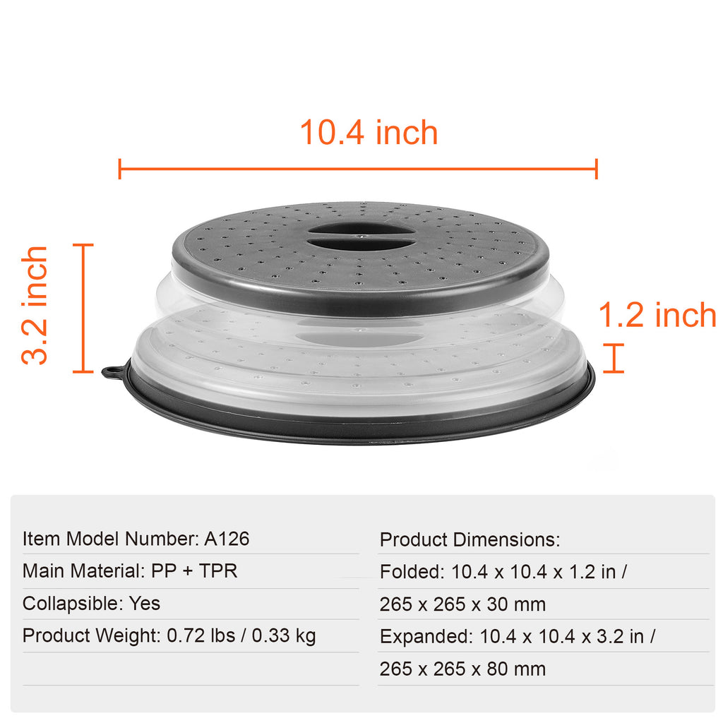 VEVOR 2PCS Microwave Splatter Covers 10.4Collapsible Microwave Food Lid